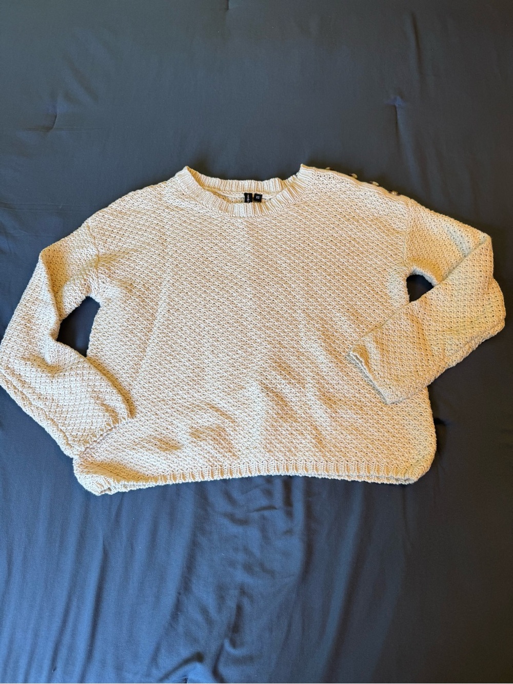 moon & madison Cream Textured Crewneck Sweater